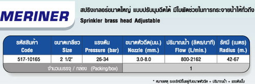 ตาราง MERINER หัวสปริงเกลอร์ขนาดใหญ่